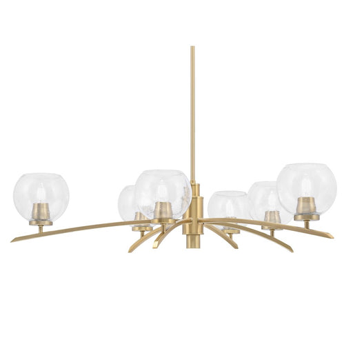 Toltec Kurve 6Lt Chandelier, Brass, 5.75" Clear Bubble - 3746-NAB-4100