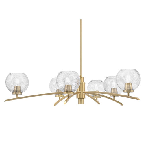 Toltec Kurve 6Lt Chandelier, Brass, 5.75" Smoke Bubble - 3746-NAB-4102