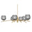 Toltec Kurve 4602 6Lt Chandelier, Brass, 6" Smoke Textured - 3746-NAB-4602