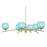 Toltec Kurve 4605 6Lt Chandelier, Brass, 6" Turquoise Textured - 3746-NAB-4605