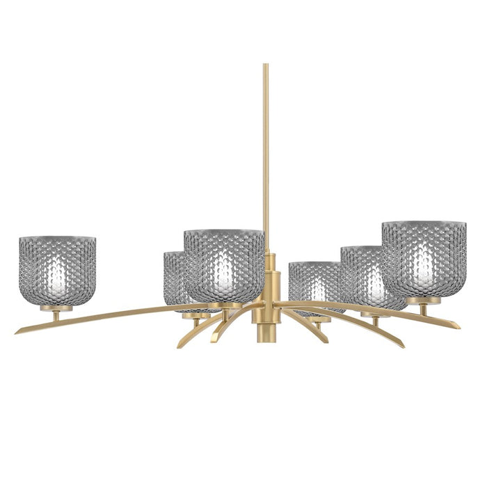 Toltec Kurve 4612 6Lt Chandelier, Brass, 6" Smoke Textured - 3746-NAB-4612