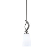 Toltec Cavella 4.5in 1-Light Mini Pendant | Contemporary Graphite with White Opal Glass | Kitchen Island & Dining Room | Model 3901-GP-261
