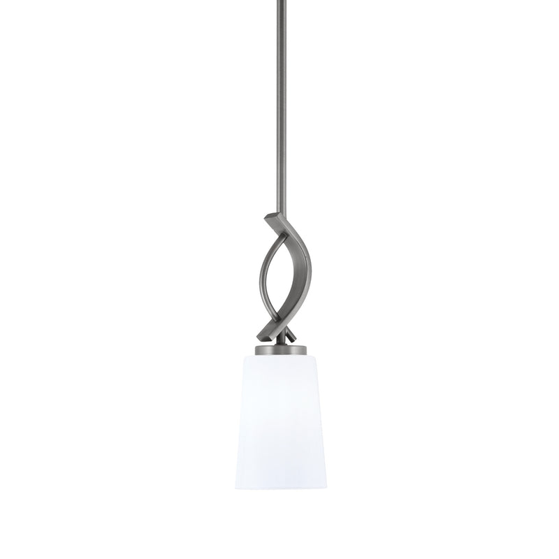 Toltec Cavella 4.5in 1-Light Mini Pendant | Contemporary Graphite with White Opal Glass | Kitchen Island & Dining Room | Model 3901-GP-261