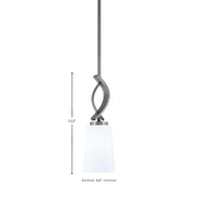 Toltec Cavella 4.5in 1-Light Mini Pendant | Contemporary Graphite with White Opal Glass | Kitchen Island & Dining Room | Model 3901-GP-261