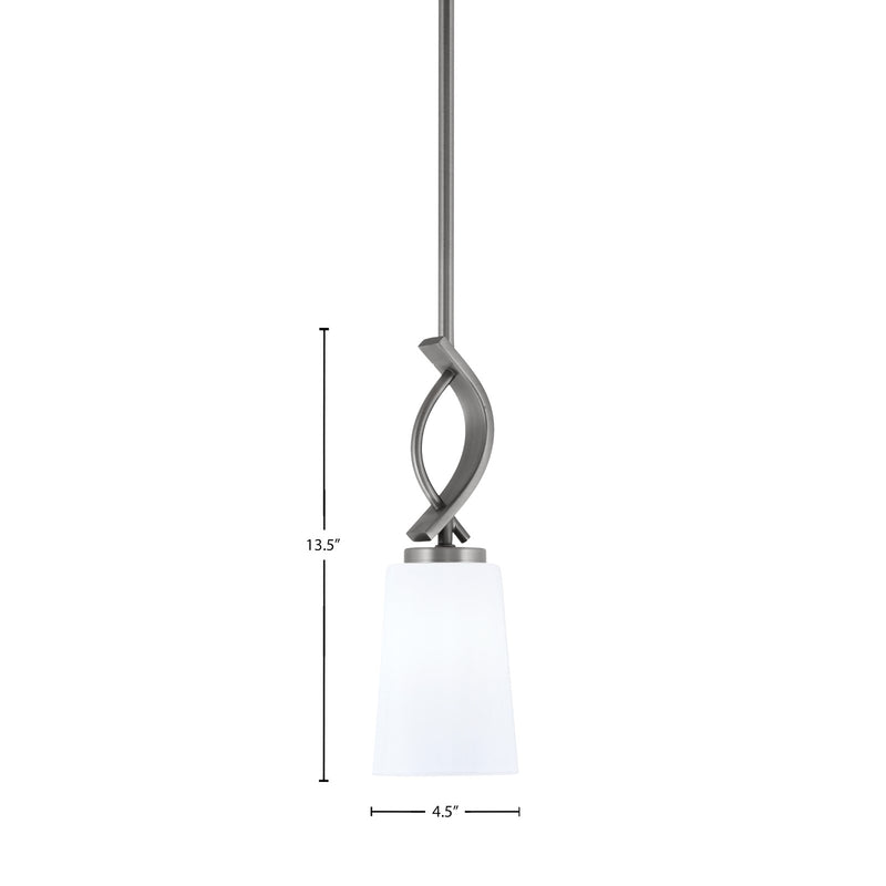 Toltec Cavella 4.5in 1-Light Mini Pendant | Contemporary Graphite with White Opal Glass | Kitchen Island & Dining Room | Model 3901-GP-261