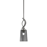 Toltec Cavella 4.5in 1-Light Mini Pendant | Modern Graphite and Smoke Bubble Glass | Kitchen Island & Bar | 4.5 x 13.5 in | Model 3901-GP-262
