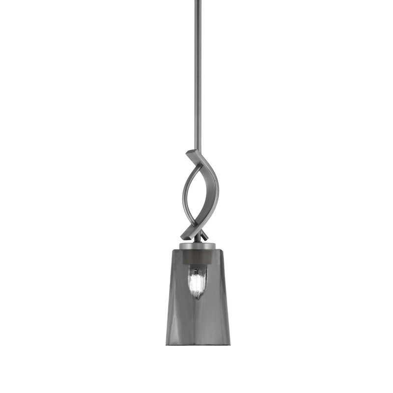 Toltec Cavella 4.5in 1-Light Mini Pendant | Modern Graphite and Smoke Bubble Glass | Kitchen Island & Bar | 4.5 x 13.5 in | Model 3901-GP-262