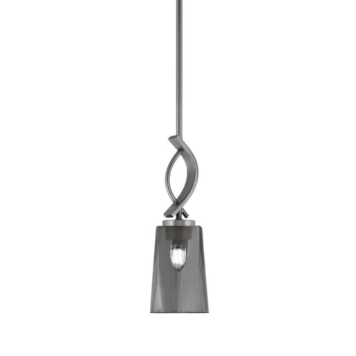 Toltec Cavella 4.5in 1-Light Mini Pendant | Modern Graphite and Smoke Bubble Glass | Kitchen Island & Bar | 4.5 x 13.5 in | Model 3901-GP-262