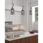 Toltec Cavella 4.5in 1-Light Mini Pendant | Modern Graphite and Smoke Bubble Glass | Kitchen Island & Bar | 4.5 x 13.5 in | Model 3901-GP-262