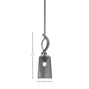 Toltec Cavella 4.5in 1-Light Mini Pendant | Modern Graphite and Smoke Bubble Glass | Kitchen Island & Bar | 4.5 x 13.5 in | Model 3901-GP-262