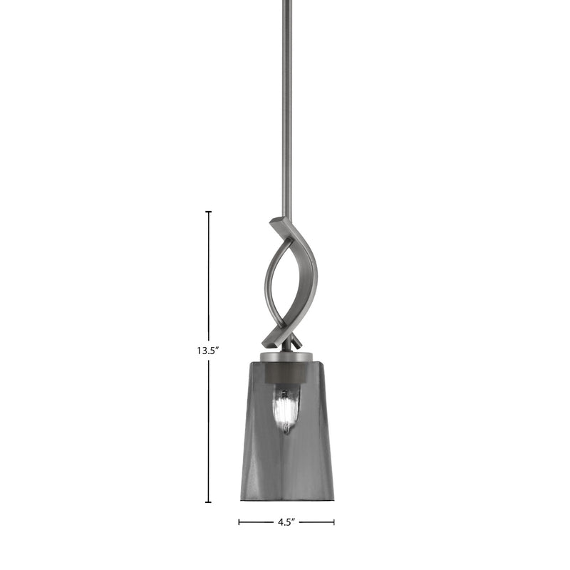 Toltec Cavella 4.5in 1-Light Mini Pendant | Modern Graphite and Smoke Bubble Glass | Kitchen Island & Bar | 4.5 x 13.5 in | Model 3901-GP-262