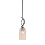Toltec Cavella 4.5in 1-Light Mini Pendant | Modern Graphite and Amber Gradient Glass | Kitchen Island & Bar | 4.5 x 13.5 in | Model 3901-GP-263