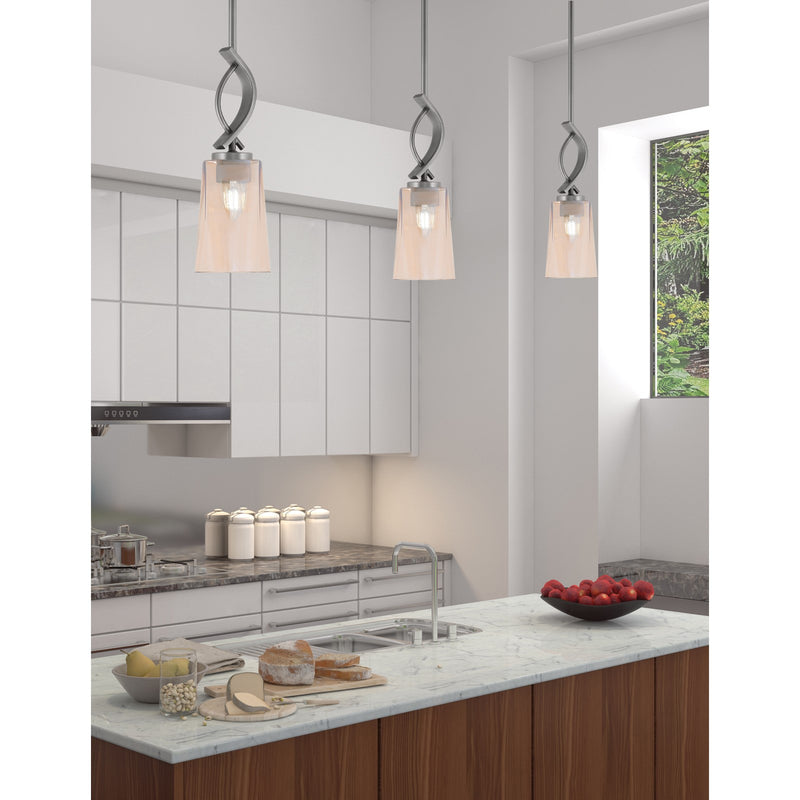 Toltec Cavella 4.5in 1-Light Mini Pendant | Modern Graphite and Amber Gradient Glass | Kitchen Island & Bar | 4.5 x 13.5 in | Model 3901-GP-263