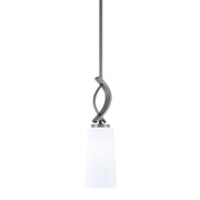 Toltec Cavella 5in 1-Light Mini Pendant | Modern Graphite and White Opal Glass | Kitchen Island & Bar | 5 x 16.75 in | Model 3901-GP-291