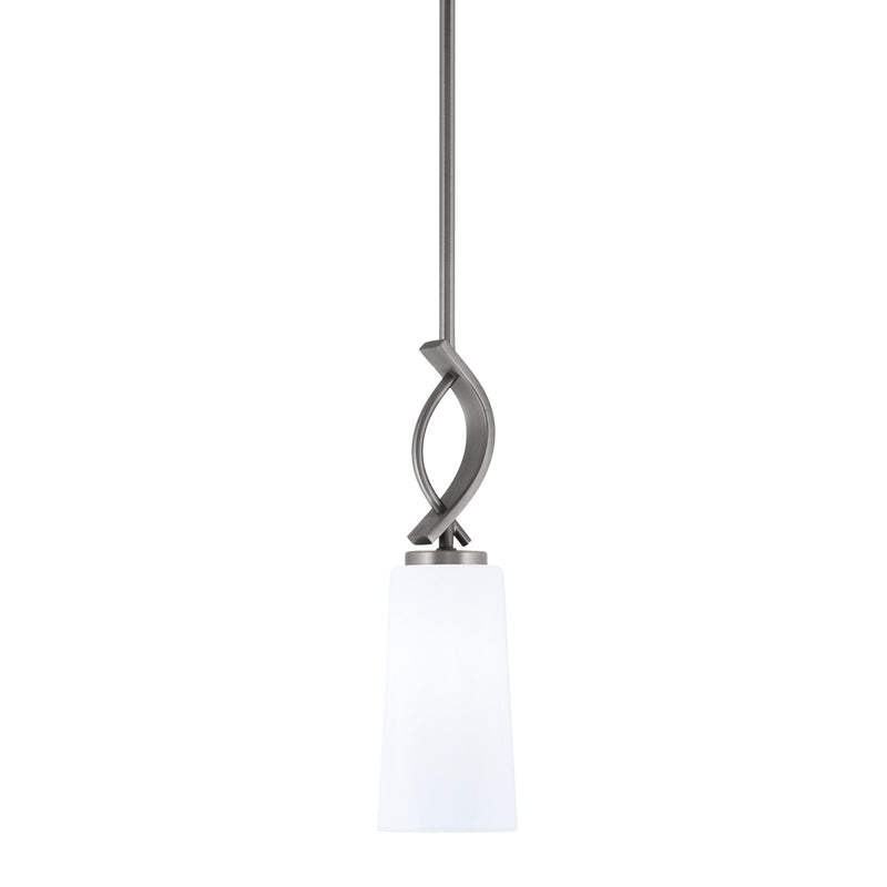 Toltec Cavella 5in 1-Light Mini Pendant | Modern Graphite and White Opal Glass | Kitchen Island & Bar | 5 x 16.75 in | Model 3901-GP-291