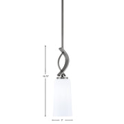 Toltec Cavella 5in 1-Light Mini Pendant | Modern Graphite and White Opal Glass | Kitchen Island & Bar | 5 x 16.75 in | Model 3901-GP-291