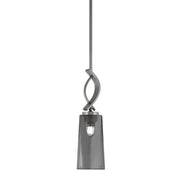 Toltec Cavella 5in 1-Light Mini Pendant | Contemporary Graphite and Smoke Bubble Glass | Kitchen Island & Dining Nook | Model 3901-GP-292
