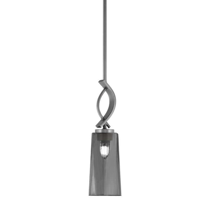 Toltec Cavella 5in 1-Light Mini Pendant | Contemporary Graphite and Smoke Bubble Glass | Kitchen Island & Dining Nook | Model 3901-GP-292