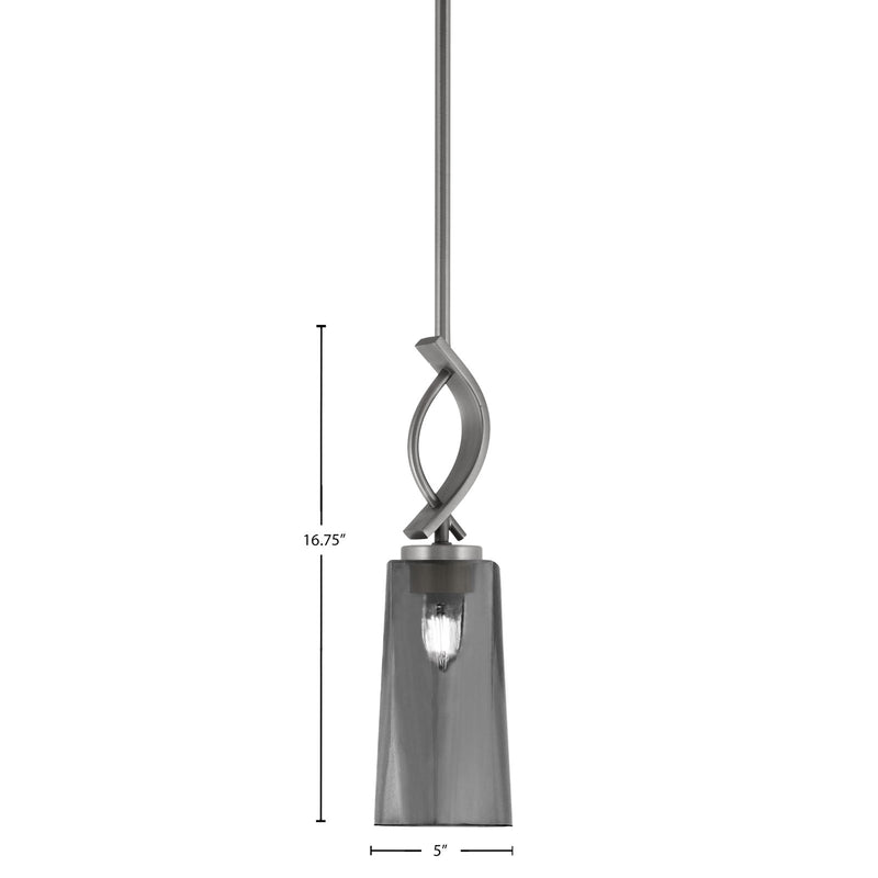 Toltec Cavella 5in 1-Light Mini Pendant | Contemporary Graphite and Smoke Bubble Glass | Kitchen Island & Dining Nook | Model 3901-GP-292