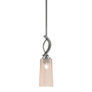 Toltec Cavella 5in 1-Light Mini Pendant | Contemporary Graphite and Amber Gradient Glass | Kitchen Island & Dining Nook | Model 3901-GP-293