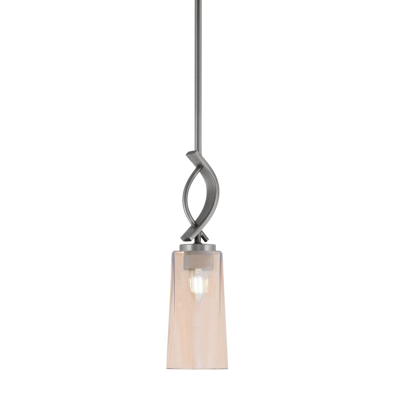 Toltec Cavella 5in 1-Light Mini Pendant | Contemporary Graphite and Amber Gradient Glass | Kitchen Island & Dining Nook | Model 3901-GP-293