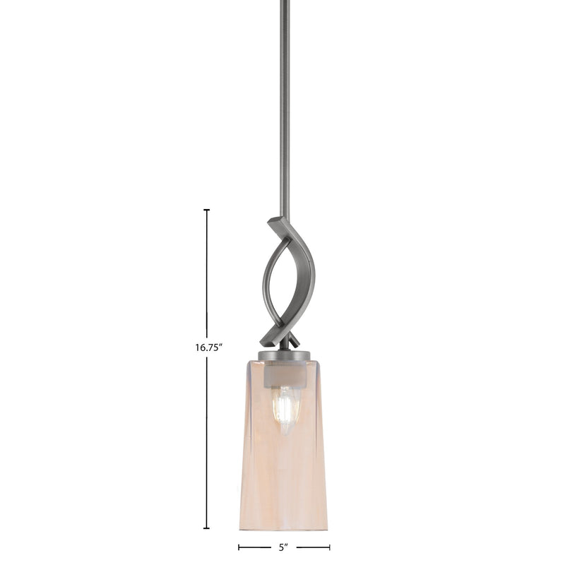 Toltec Cavella 5in 1-Light Mini Pendant | Contemporary Graphite and Amber Gradient Glass | Kitchen Island & Dining Nook | Model 3901-GP-293