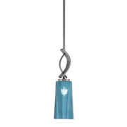 Toltec Cavella 5in 1-Light Mini Pendant | Contemporary Graphite and Blue Gradient Glass | Kitchen Island & Dining Nook | Model 3901-GP-295
