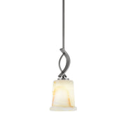 Toltec Cavella 5in 1-Light Mini Pendant | Modern Graphite and Natural Stone Glass | Kitchen Island & Dining Room | 5 x 12.75 in | Model 3901-GP-4128