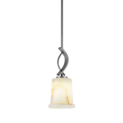Toltec Cavella 5in 1-Light Mini Pendant | Modern Graphite and Natural Stone Glass | Kitchen Island & Dining Room | 5 x 12.75 in | Model 3901-GP-4128