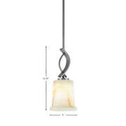 Toltec Cavella 5in 1-Light Mini Pendant | Modern Graphite and Natural Stone Glass | Kitchen Island & Dining Room | 5 x 12.75 in | Model 3901-GP-4128