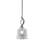 Toltec Cavella 7in 1-Light Mini Pendant | Modern Graphite and Clear Lava Glass | Kitchen Island & Dining Room | 7 x 13.5 in | Model 3901-GP-4230
