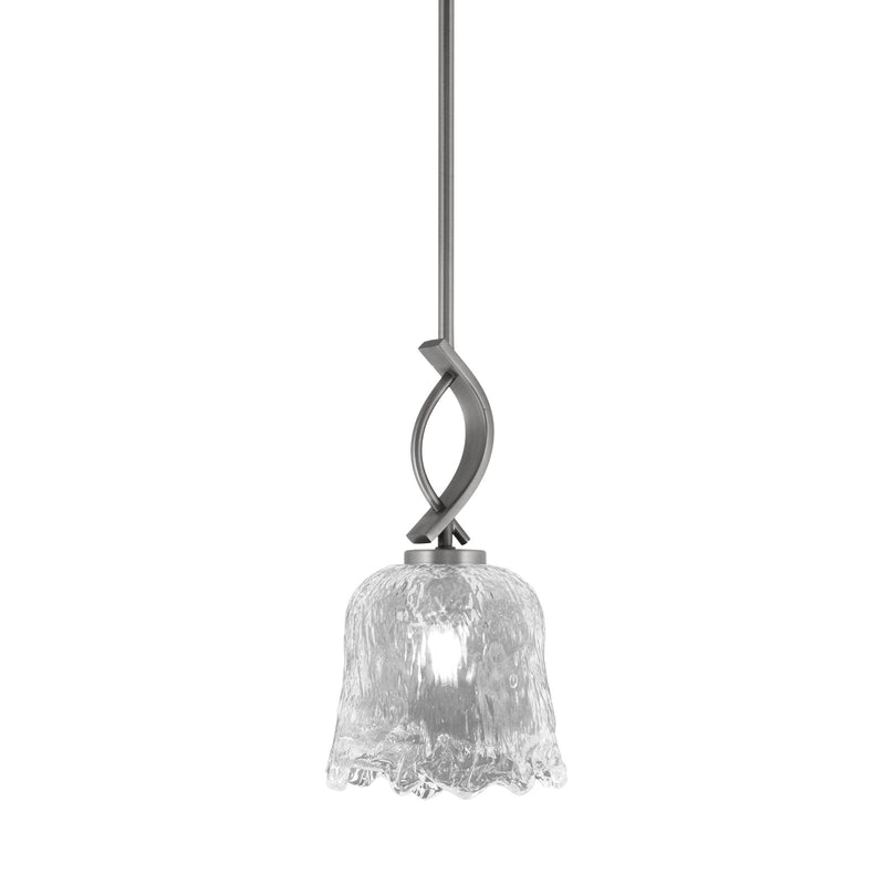 Toltec Cavella 7in 1-Light Mini Pendant | Modern Graphite and Clear Lava Glass | Kitchen Island & Dining Room | 7 x 13.5 in | Model 3901-GP-4230
