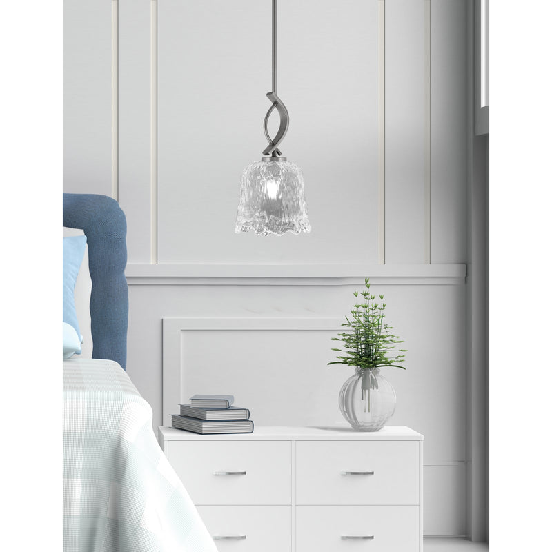 Toltec Cavella 7in 1-Light Mini Pendant | Modern Graphite and Clear Lava Glass | Kitchen Island & Dining Room | 7 x 13.5 in | Model 3901-GP-4230