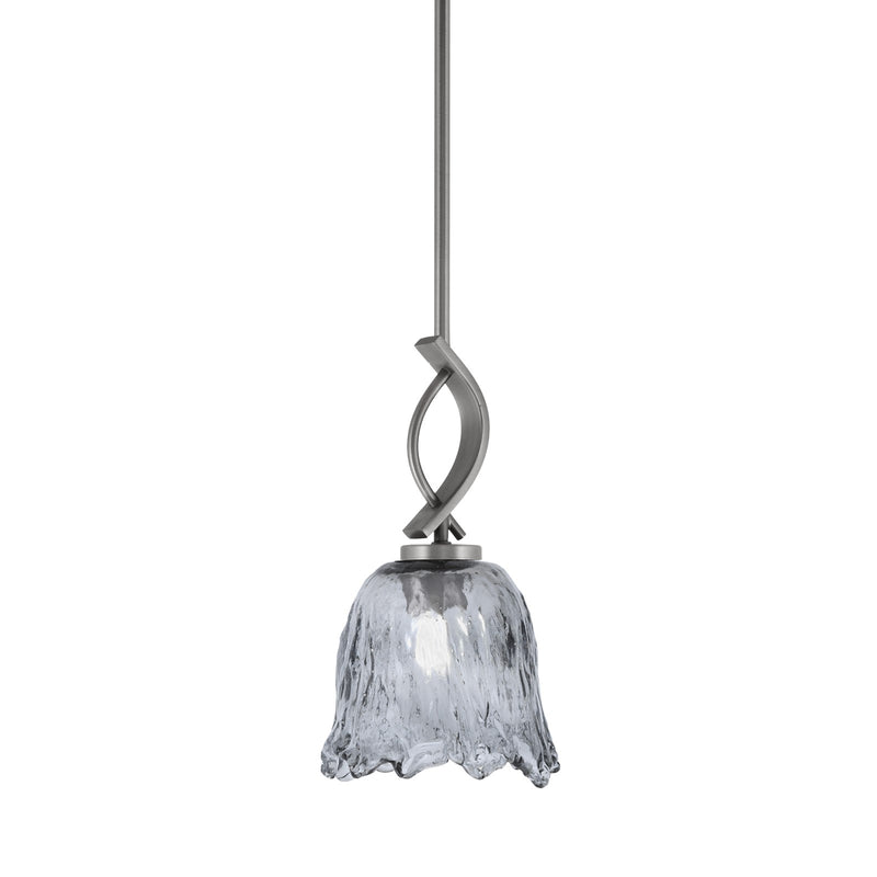 Toltec Cavella 7in 1-Light Mini Pendant | Modern Graphite and Smoke Lava Glass | Kitchen Island & Dining Room | 7 x 13.5 in | Model 3901-GP-4232
