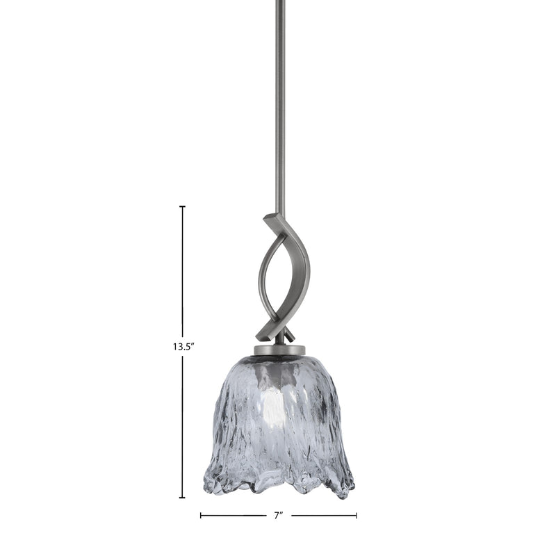 Toltec Cavella 7in 1-Light Mini Pendant | Modern Graphite and Smoke Lava Glass | Kitchen Island & Dining Room | 7 x 13.5 in | Model 3901-GP-4232