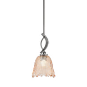 Toltec Cavella 7in 1-Light Mini Pendant | Modern Graphite and Amber Lava Glass | Kitchen Island & Dining Room | 7 x 13.5 in | Model 3901-GP-4233
