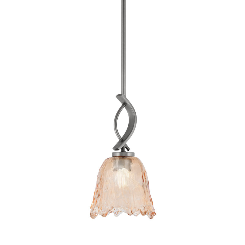 Toltec Cavella 7in 1-Light Mini Pendant | Modern Graphite and Amber Lava Glass | Kitchen Island & Dining Room | 7 x 13.5 in | Model 3901-GP-4233