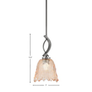 Toltec Cavella 7in 1-Light Mini Pendant | Modern Graphite and Amber Lava Glass | Kitchen Island & Dining Room | 7 x 13.5 in | Model 3901-GP-4233