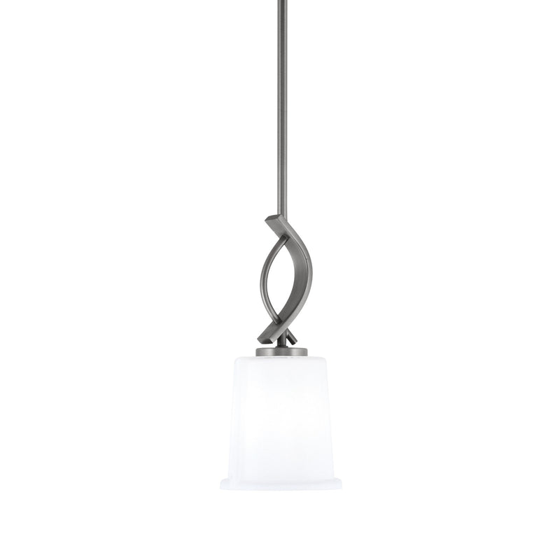 Toltec Cavella 5in 1-Light Mini Pendant | Contemporary Graphite and White Opal Glass | Kitchen Island & Dining Nook | Model 3901-GP-5031