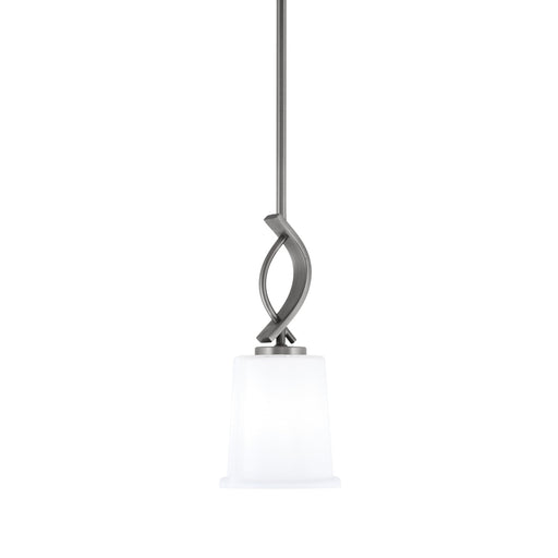 Toltec Cavella 5in 1-Light Mini Pendant | Contemporary Graphite and White Opal Glass | Kitchen Island & Dining Nook | Model 3901-GP-5031