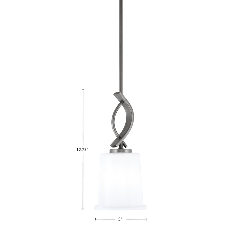 Toltec Cavella 5in 1-Light Mini Pendant | Contemporary Graphite and White Opal Glass | Kitchen Island & Dining Nook | Model 3901-GP-5031