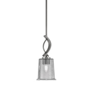 Toltec Cavella 5in 1-Light Mini Pendant | Modern Graphite and Smoke Bubble Glass | Kitchen Island & Dining Room | 5 x 12.75 in | Model 3901-GP-5032