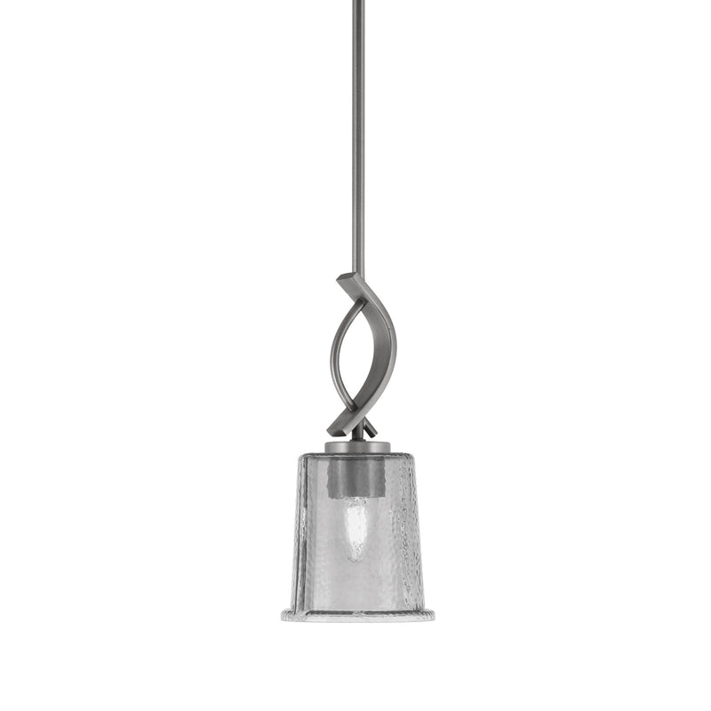 Toltec Cavella 5in 1-Light Mini Pendant | Modern Graphite and Smoke Bubble Glass | Kitchen Island & Dining Room | 5 x 12.75 in | Model 3901-GP-5032