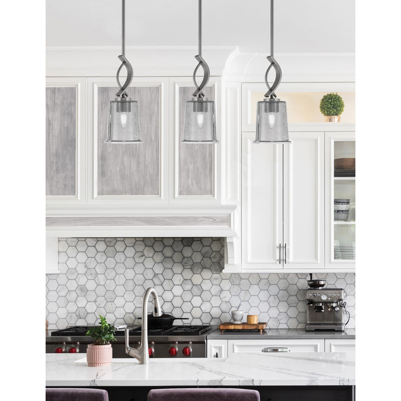 Toltec Cavella 5in 1-Light Mini Pendant | Modern Graphite and Smoke Bubble Glass | Kitchen Island & Dining Room | 5 x 12.75 in | Model 3901-GP-5032