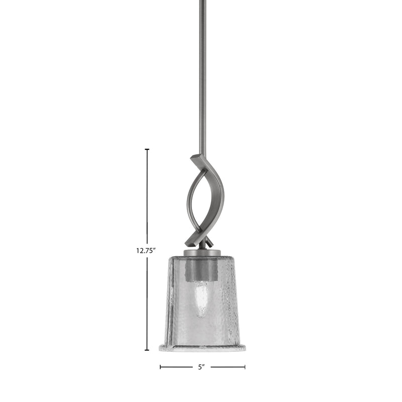 Toltec Cavella 5in 1-Light Mini Pendant | Modern Graphite and Smoke Bubble Glass | Kitchen Island & Dining Room | 5 x 12.75 in | Model 3901-GP-5032
