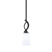 Toltec Cavella 4.5in 1-Light Mini Pendant | Modern Matte Black and White Opal Glass | Kitchen Island & Dining Room | 4.5 x 13.5 in | Model 3901-MB-261