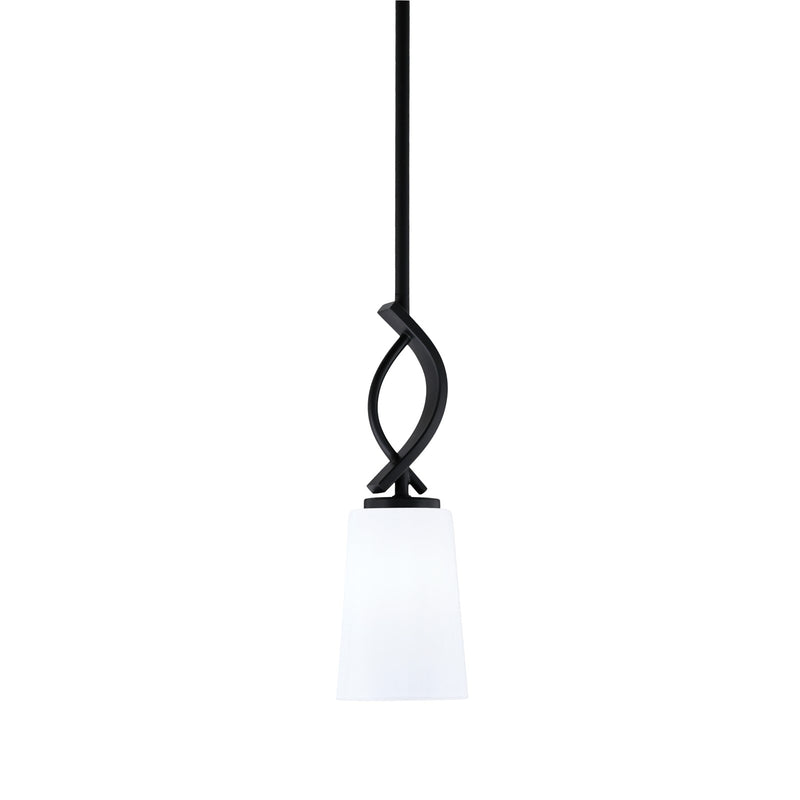 Toltec Cavella 4.5in 1-Light Mini Pendant | Modern Matte Black and White Opal Glass | Kitchen Island & Dining Room | 4.5 x 13.5 in | Model 3901-MB-261