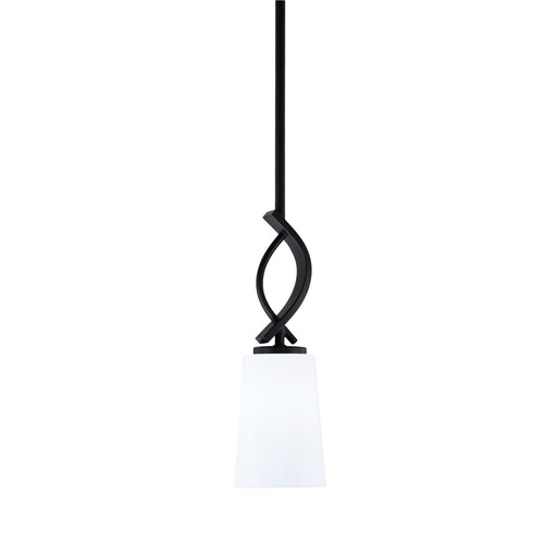 Toltec Cavella 4.5in 1-Light Mini Pendant | Modern Matte Black and White Opal Glass | Kitchen Island & Dining Room | 4.5 x 13.5 in | Model 3901-MB-261