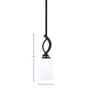 Toltec Cavella 4.5in 1-Light Mini Pendant | Modern Matte Black and White Opal Glass | Kitchen Island & Dining Room | 4.5 x 13.5 in | Model 3901-MB-261