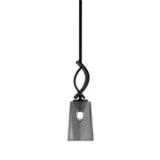 Toltec Cavella 4.5in 1-Light Mini Pendant | Modern Matte Black and Smoke Bubble Glass | Kitchen Island & Dining Room | Model 3901-MB-262